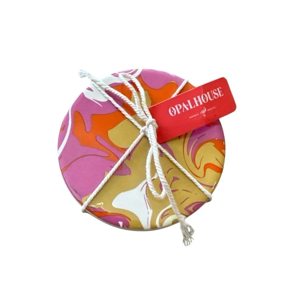 Target Opalhouse Ceramic Coasters 4 Pack Orange Violet Multi Color Swirls New